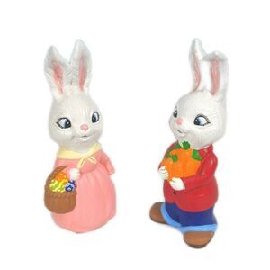 Vintage Bunny Rabbit Couple Figurines Ceramic